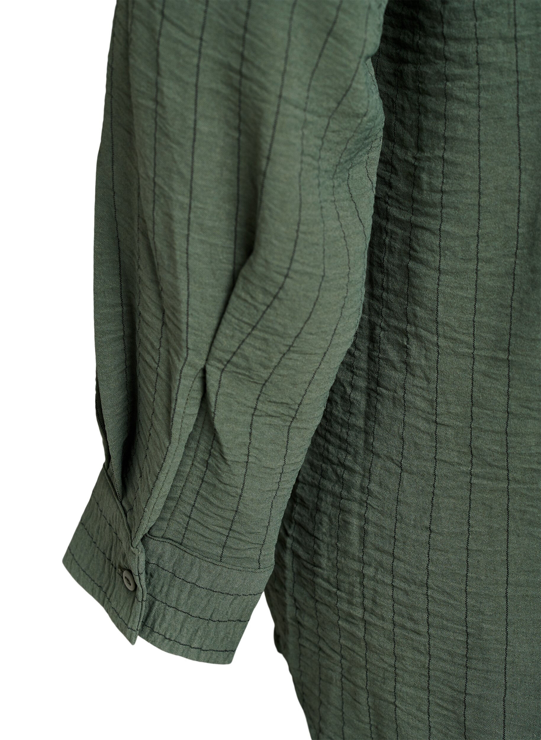 ZizziFLASH - Streepjes overhemdblouse, Groen, Packshot image number 3