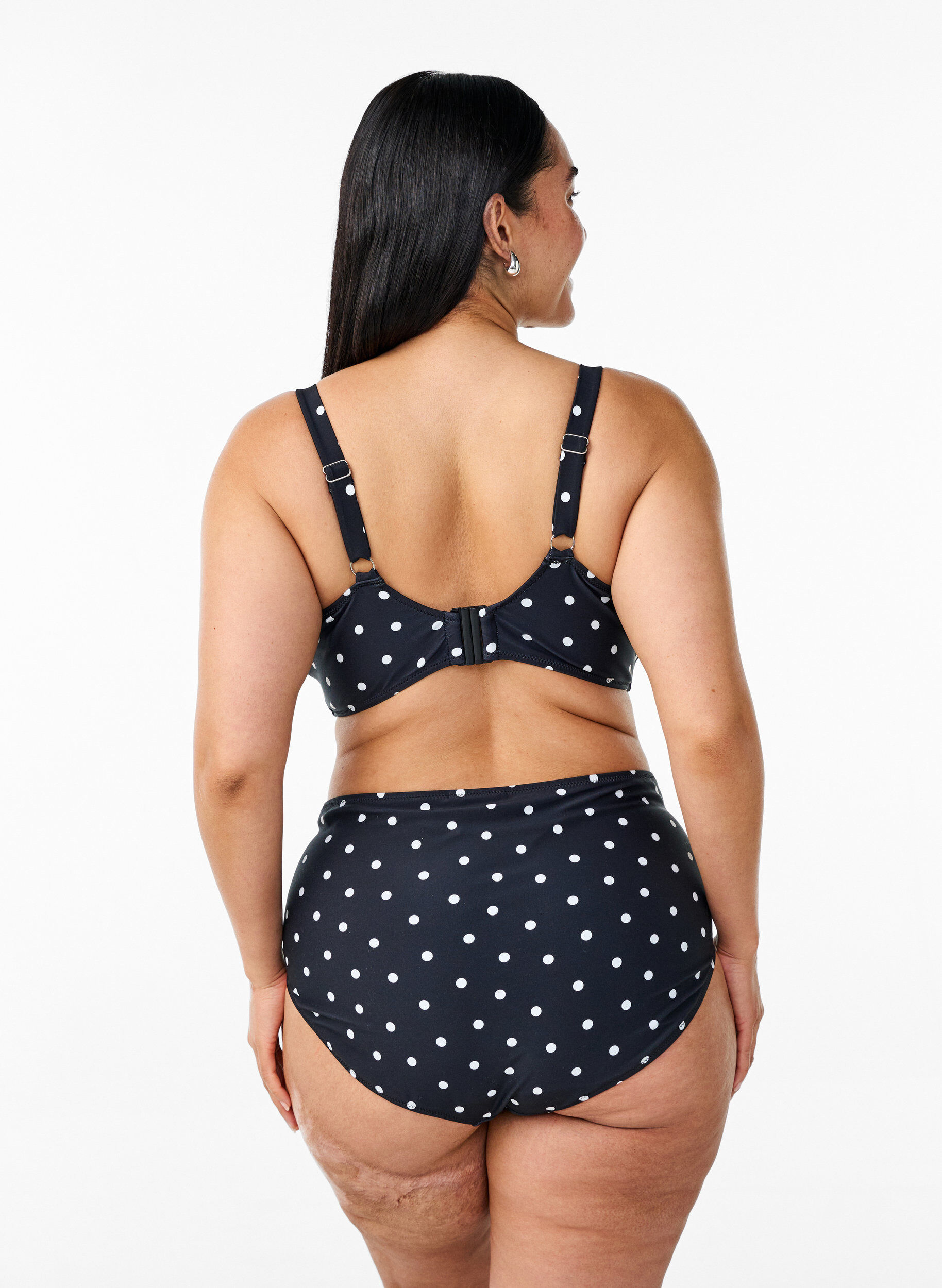 ZizziCulotte de bikini taille haute &agrave; pois, Noir, Model image number 1