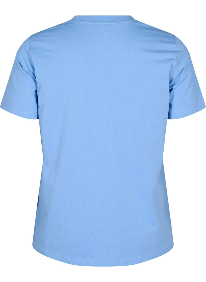 Basic katoenen T-shirt met ronde hals, Blauw, Packshot image number 1