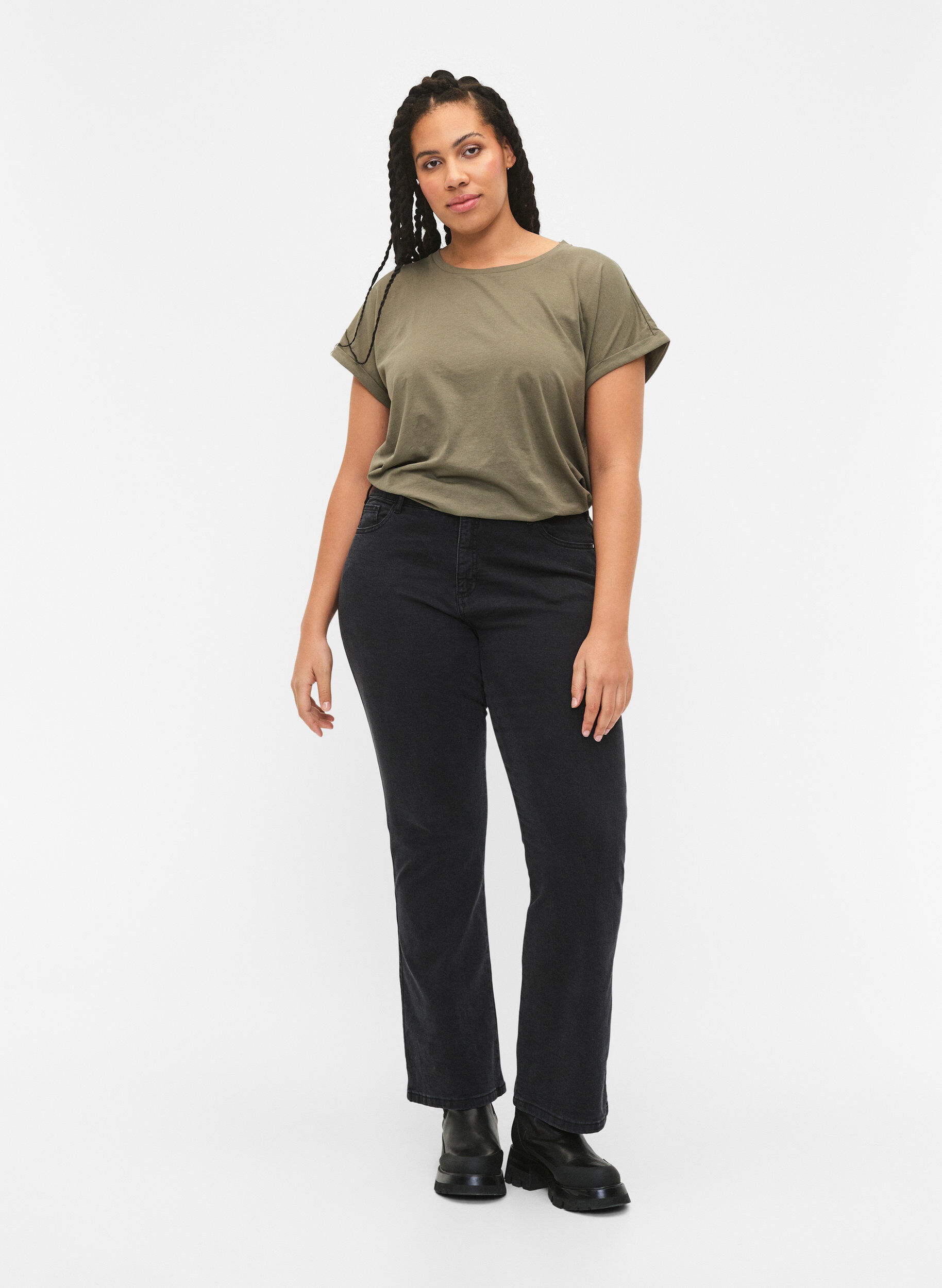 Zizzi2-pack T-shirts met korte mouwen, Groen, Model image number 1