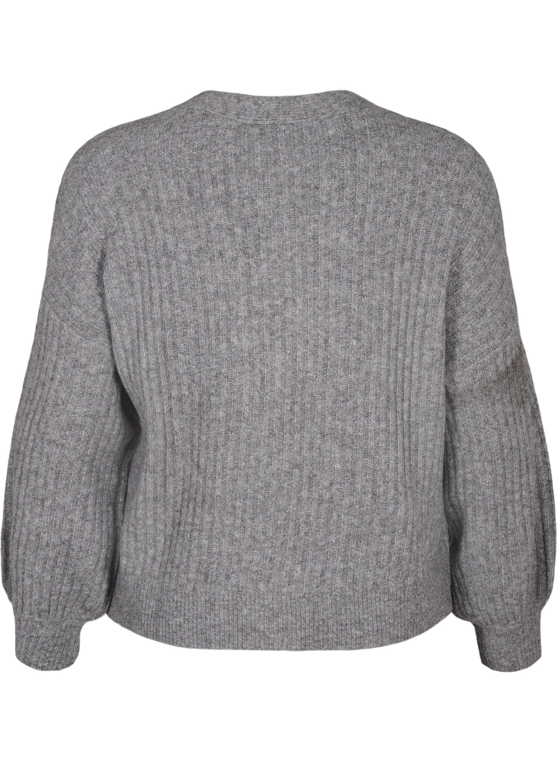 Zizzi Cardigan m&eacute;lang&eacute; en tricot c&ocirc;tel&eacute;, Light Grey Melange, Packshot image number 1