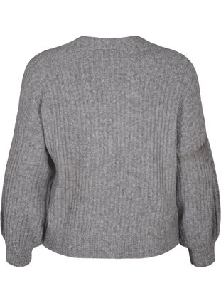 Cardigan mélangé en tricot côtelé, Light Grey Melange, Packshot image number 1