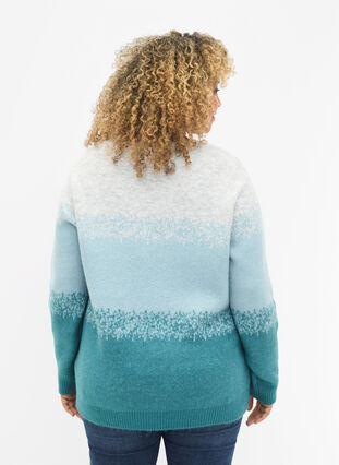  Blouse tricotée avec de larges rayures, Light Grey Mel. Comb, Model image number 1