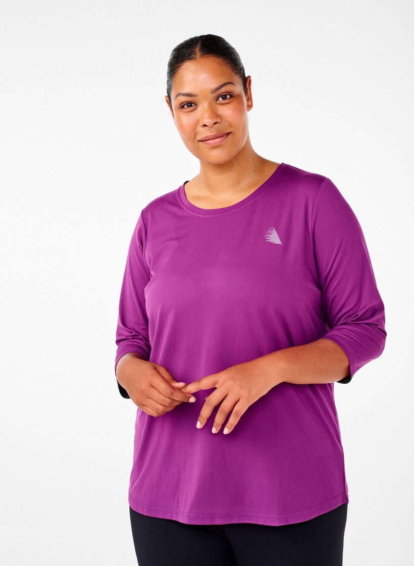 Work-out top met 3/4 mouwen, Paars, Model image number 0