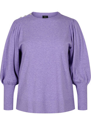 Pull en tricot à manches bouffantes, Paisley Purple Mel, Packshot image number 0