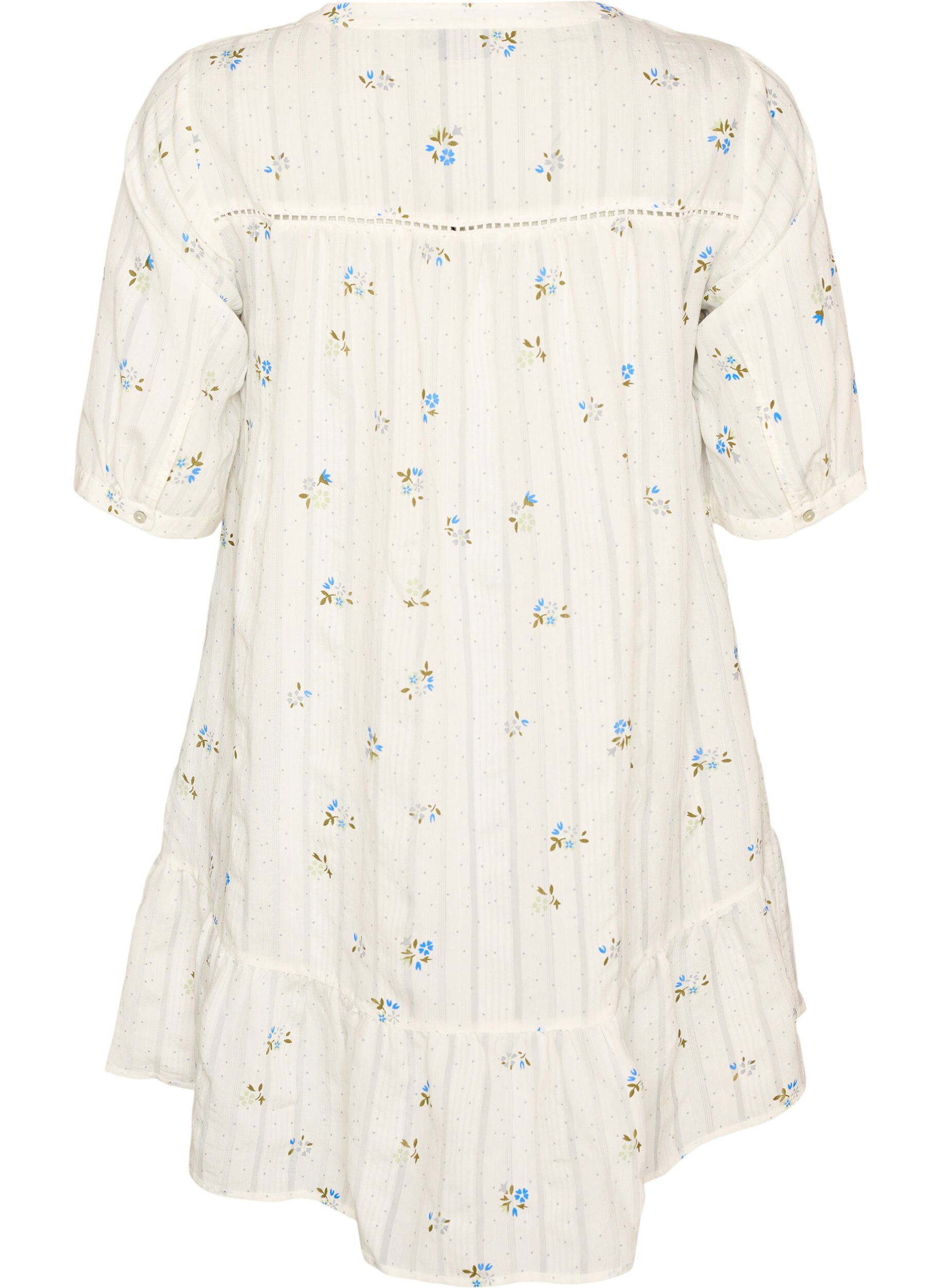 ZizziRobe courte en viscose avec bordure en dentelle et coupe trap&egrave;ze &eacute;vas&eacute;e, Vanille, Packshot image number 1