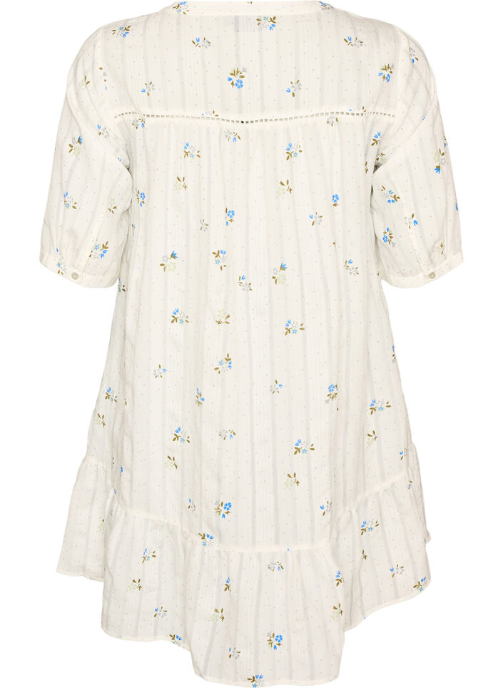 Robe courte en viscose avec bordure en dentelle et coupe trap&egrave;ze &eacute;vas&eacute;e, Vanille, Packshot image number 1