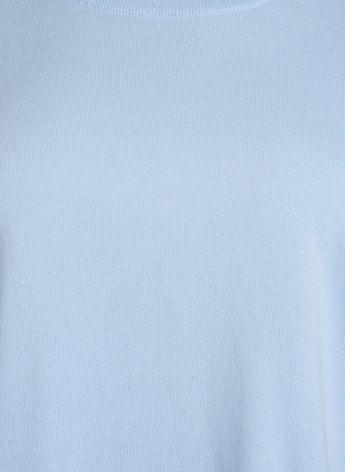 Fijngebreide blouse met korte mouwen, Blauw, Packshot image number 2