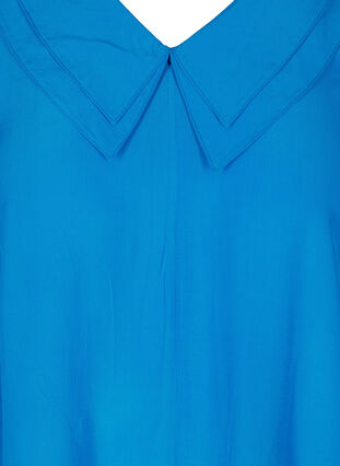 Viscose tuniek met v-hals en kraag, Princess Blue, Packshot image number 2
