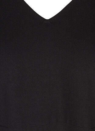 Robe de couleur unie avec col en V, Black, Packshot image number 2