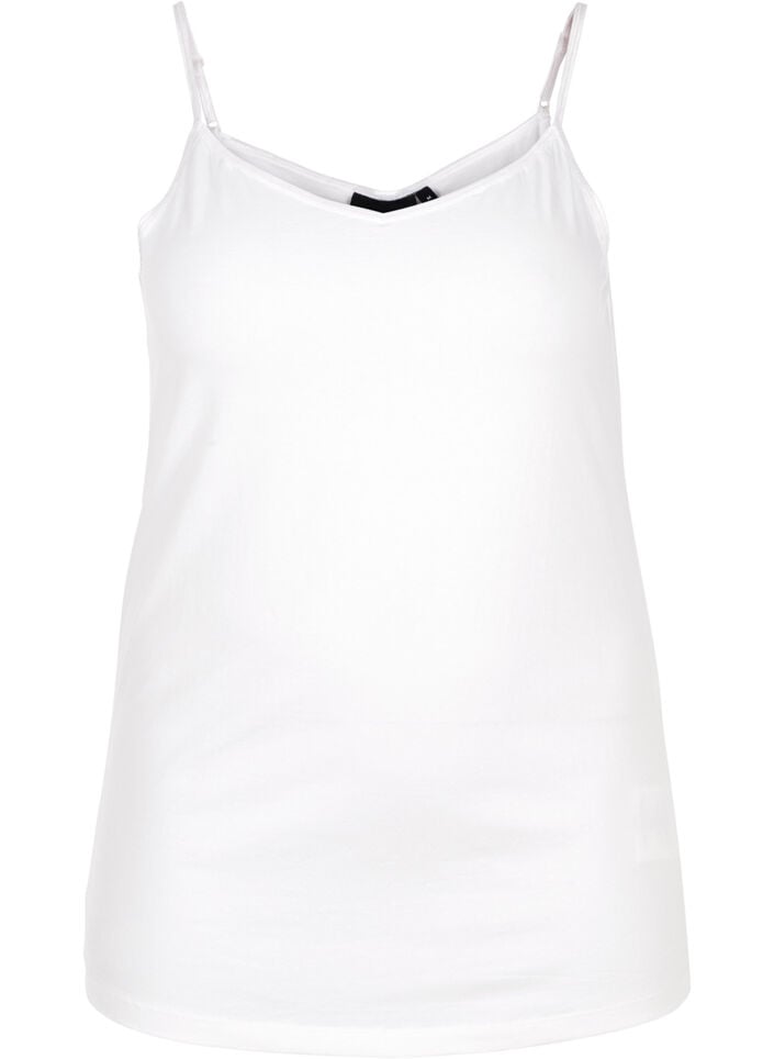 Basic strop top in katoen, Wit, Packshot image number 0