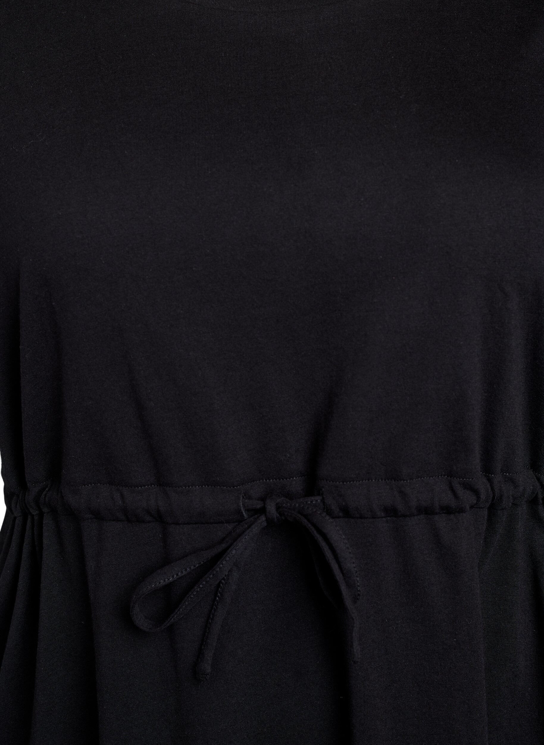 Zizzi FLASH - Robe t-shirt courte avec ceinture &agrave; nouer, Noir, Packshot image number 2