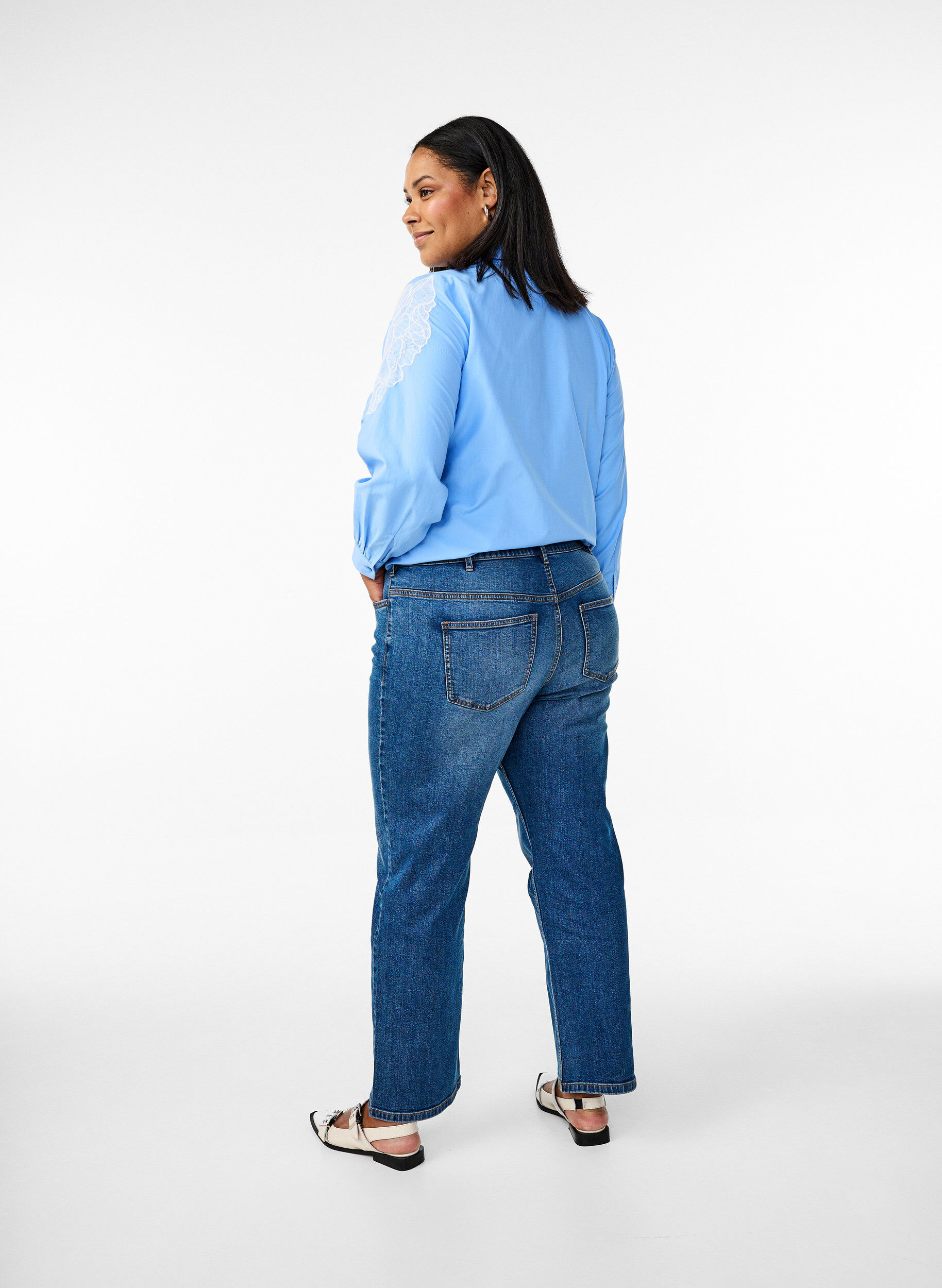 ZizziHigh-waisted Gemma jeans met een regular fit, Blauw, Model image number 1