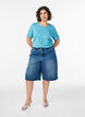 T-shirt in biologisch katoen met geborduurde motieven, Blauw, Model image number 1