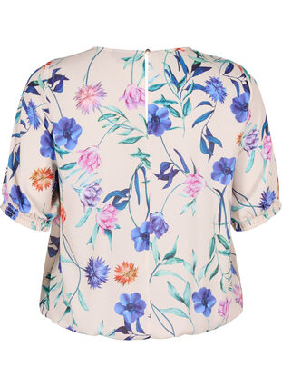 Gebloemde blouse met smokwerk, Buttercream Blue Fl., Packshot image number 1