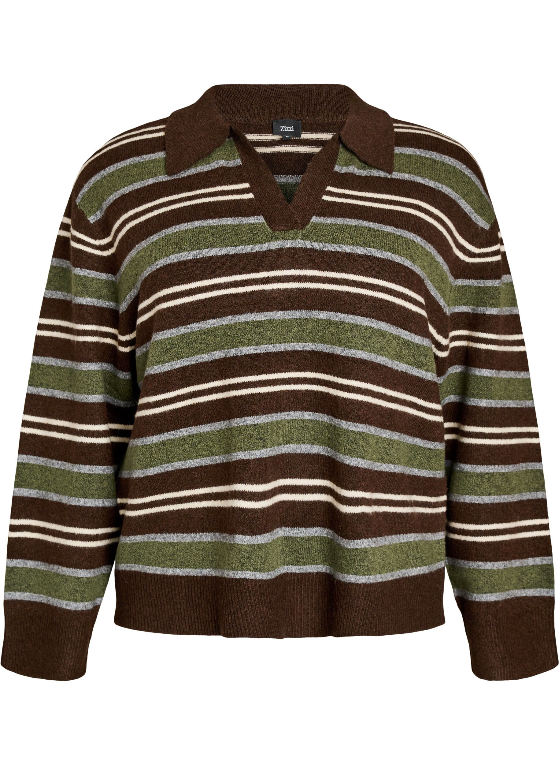 Gebreide blouse met strepen en polokraag
