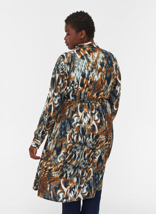 Robe chemise en viscose imprimée à taille ajustable, Rubber AOP, Model image number 1