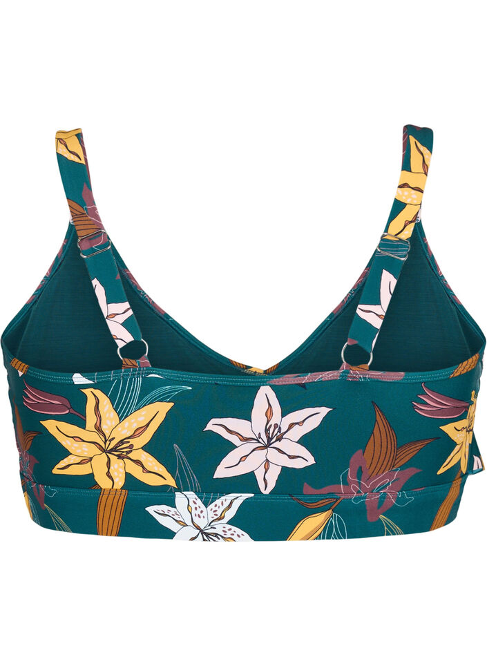 Gebloemde bikinibeha met ruches, Groen, Packshot image number 1