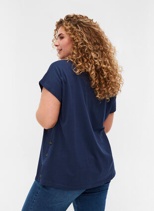 T-shirt en coton avec boutons, Black Iris, Model image number 1