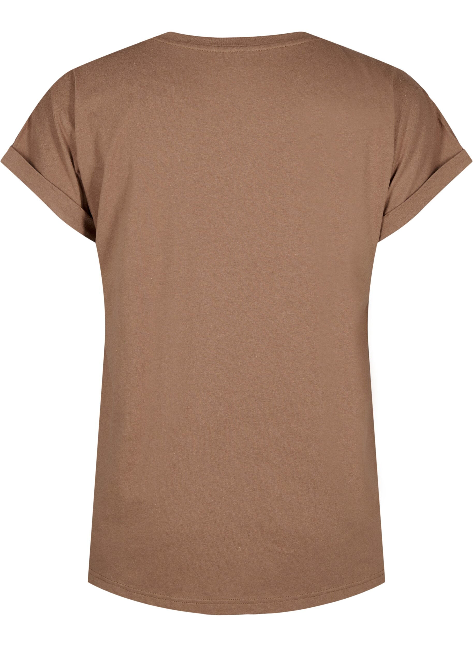 Zizzi T-shirt &agrave; manches courtes en m&eacute;lange de coton, Marron, Packshot image number 1