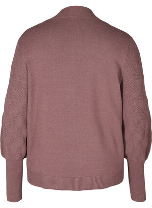 Blouse en tricot à col montant et manches bouffantes, Rose Taupe Mel., Packshot image number 1