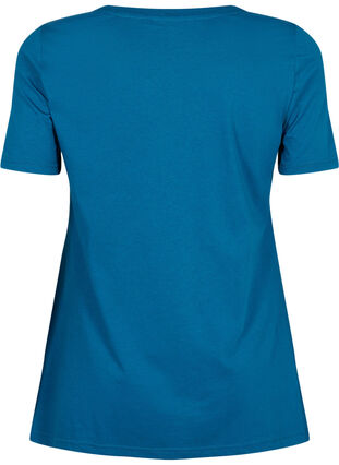 T-shirt en coton avec imprimé de texte, Blue Coral HAPPY, Packshot image number 1