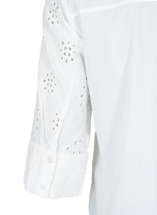 Shirtblouse met Engels borduurwerk en 3/4-mouwen, Bright White, Packshot image number 4