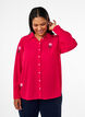 Effen gekleurd shirt met parels, Rood, Model image number 0