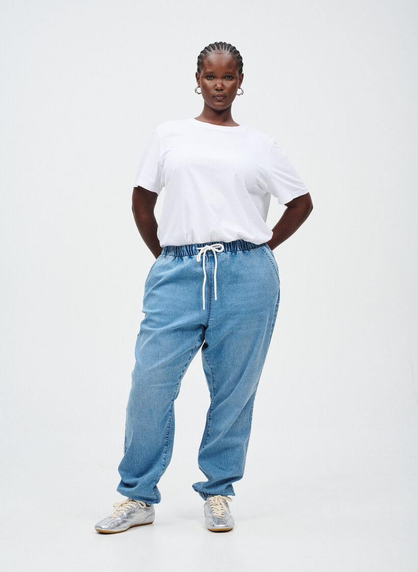 Denim joggers met zakken, Blauw, Image image number 0