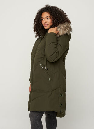 Manteau d'hiver avec capuche et bordure en fausse fourrure, Forest Night as s., Model image number 3