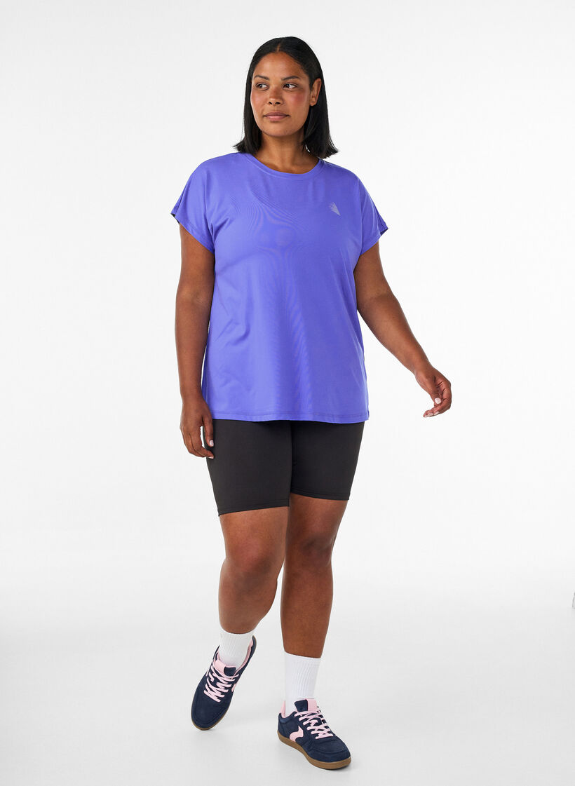 Effen gekleurd trainingsshirt, Blauw, Model image number 1