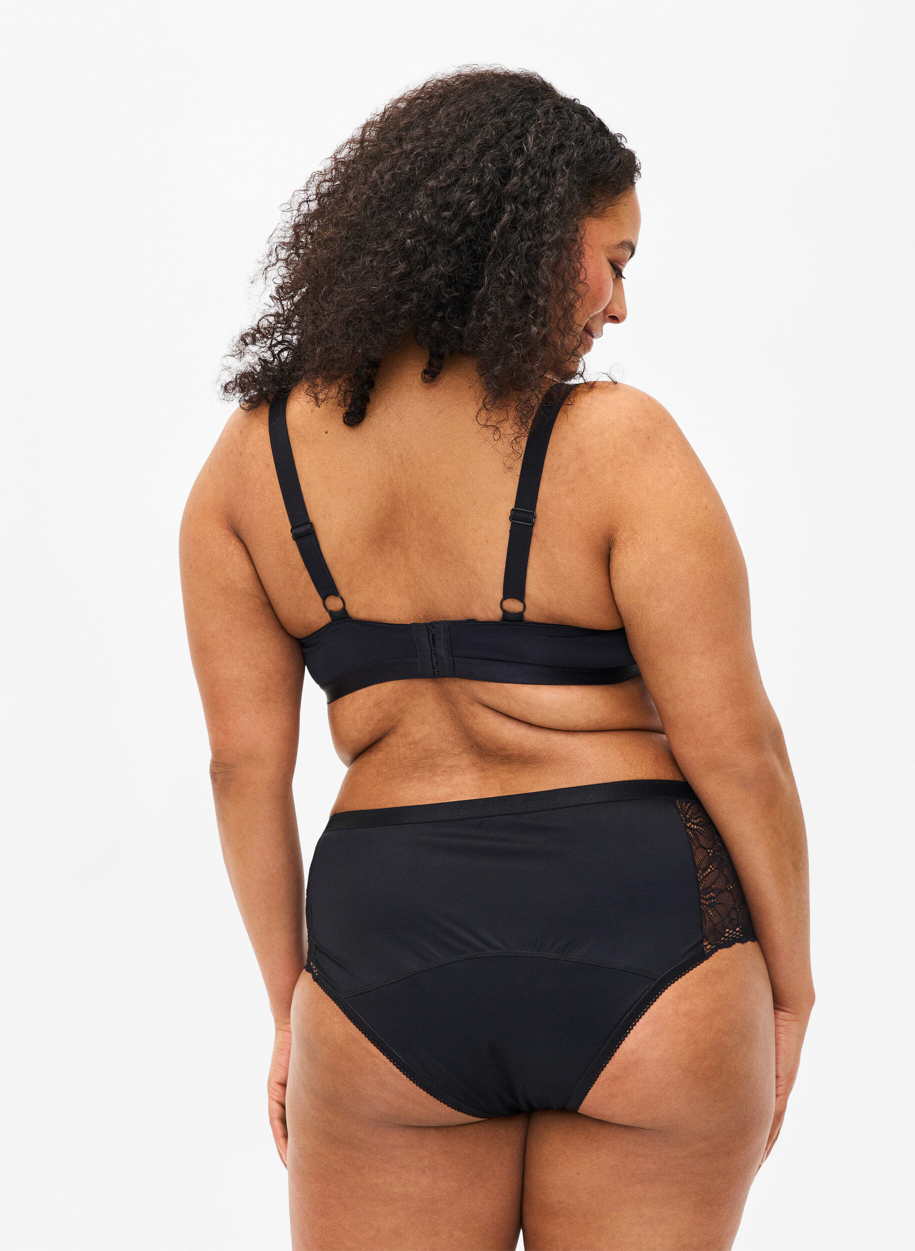 ZizziHipster menstruatie slipje met kant, Black, Model image number 1