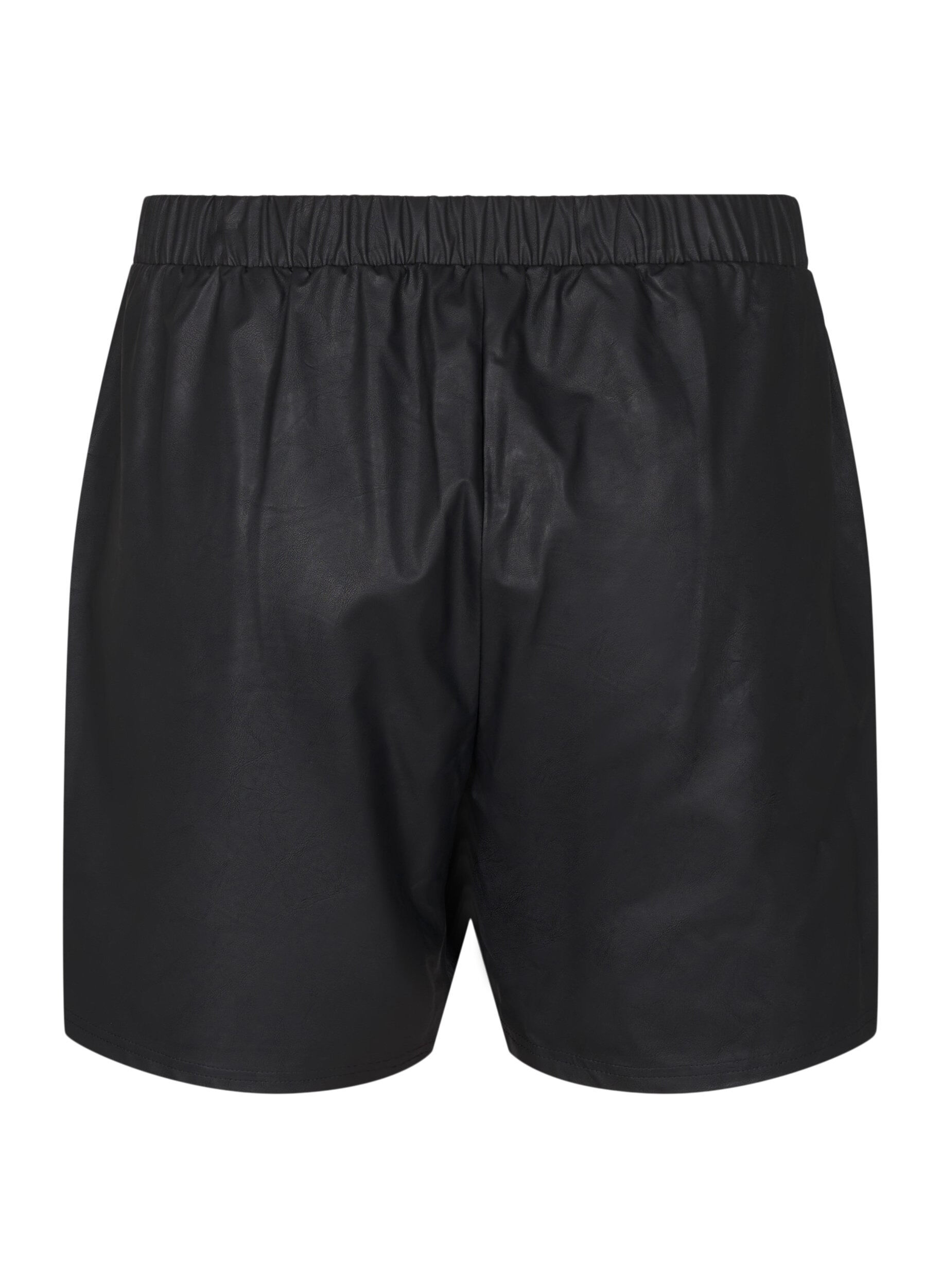 Zizzi Short ample en simili cuir, Black, Packshot image number 1