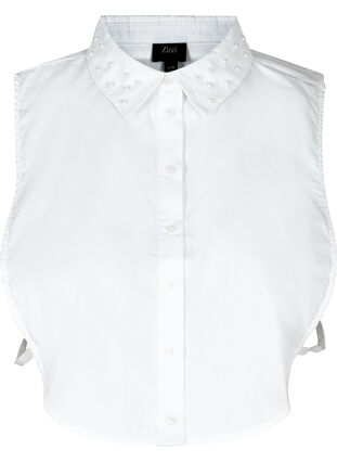losse effen blouse kraag met parels, Bright White, Packshot image number 0