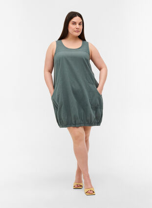Mouwloze katoenen jurk, Balsam Green, Model image number 2