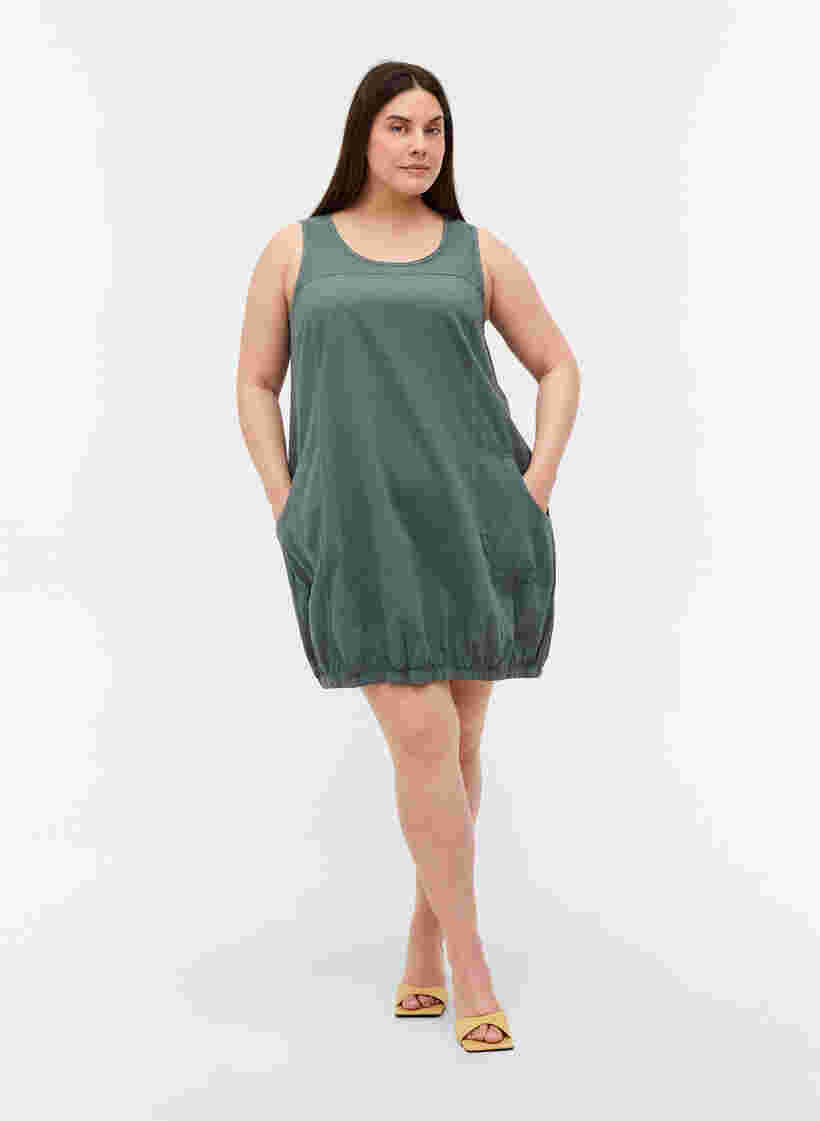Robe sans manches en coton, Balsam Green, Model image number 2