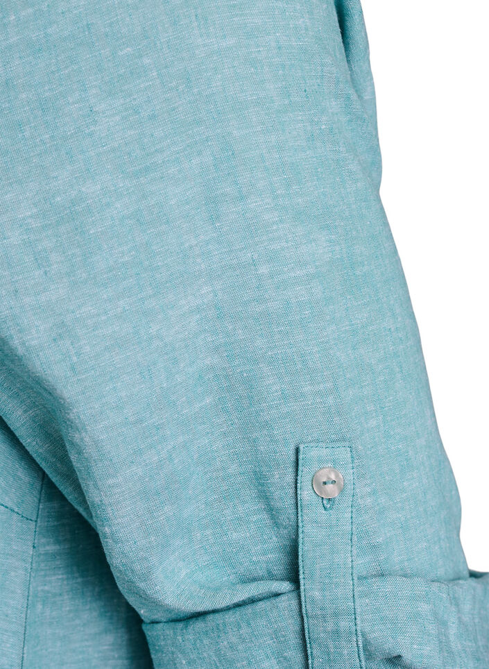 Tuniek van linnen en viscose met A-vorm, Blauw, Packshot image number 3