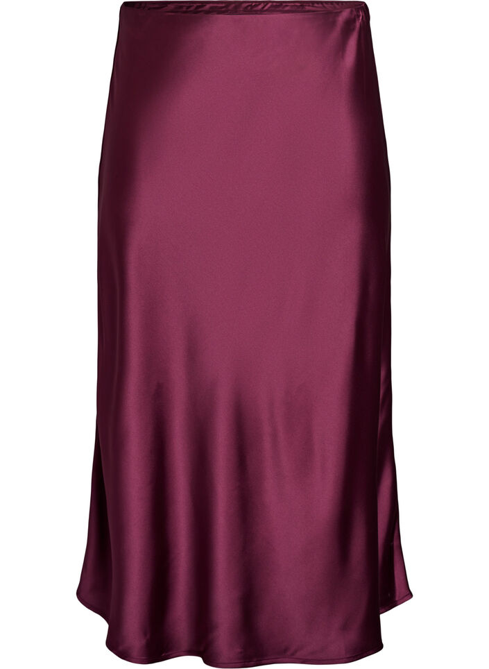 Jupe midi en satin, Bordeaux foncé, Packshot image number 0
