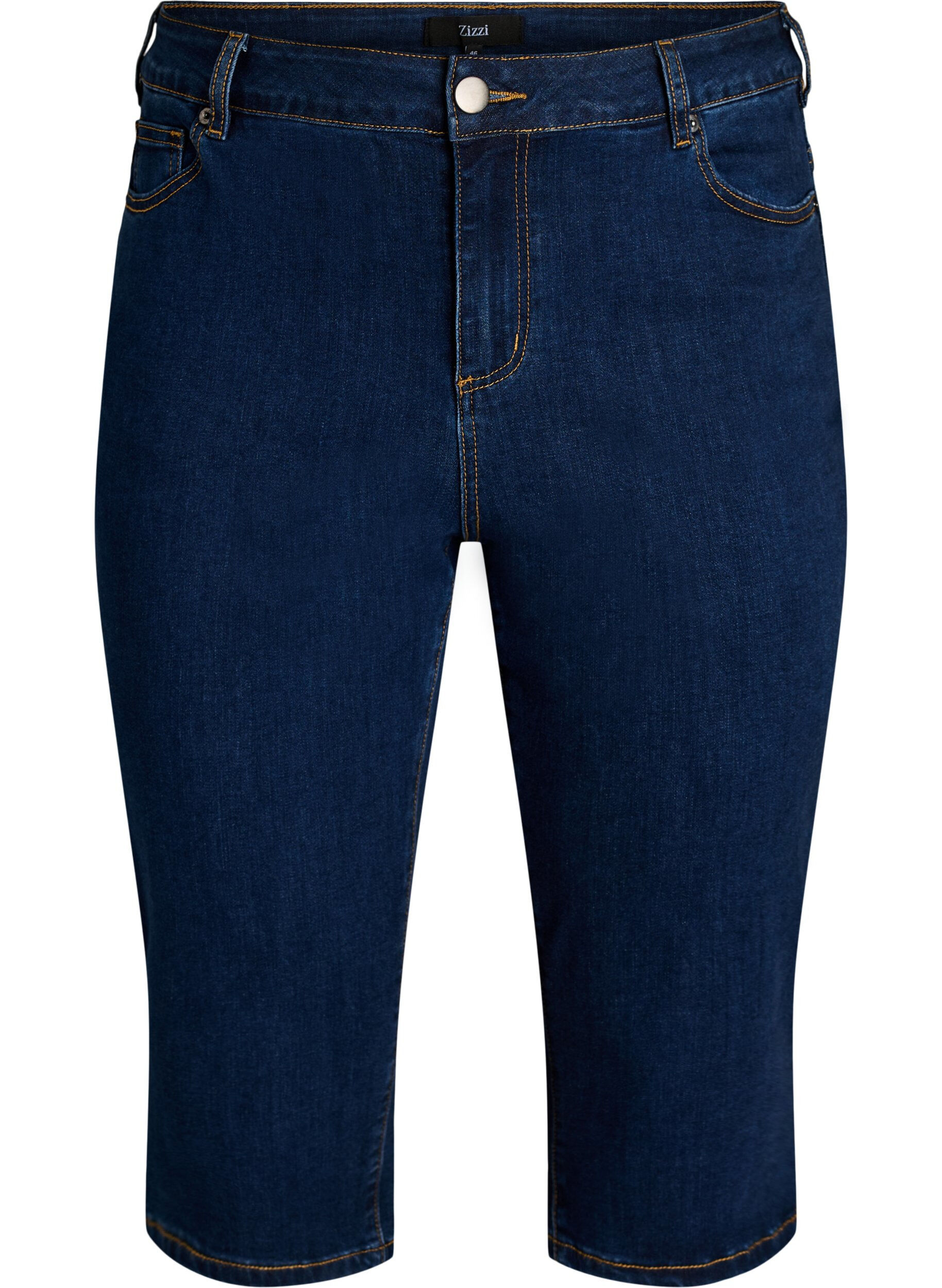 Capri slim taille haute en denim stretch