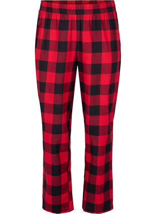 Bas de pyjamas à carreaux en coton, Tango Red Check, Packshot image number 0