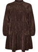 Corduroy jurk met A-lijn en opstaande kraag, Bruin, Packshot image number 0