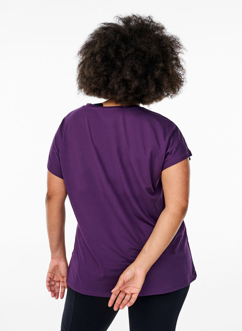 Effen gekleurd trainingsshirt, Paars, Model image number 2