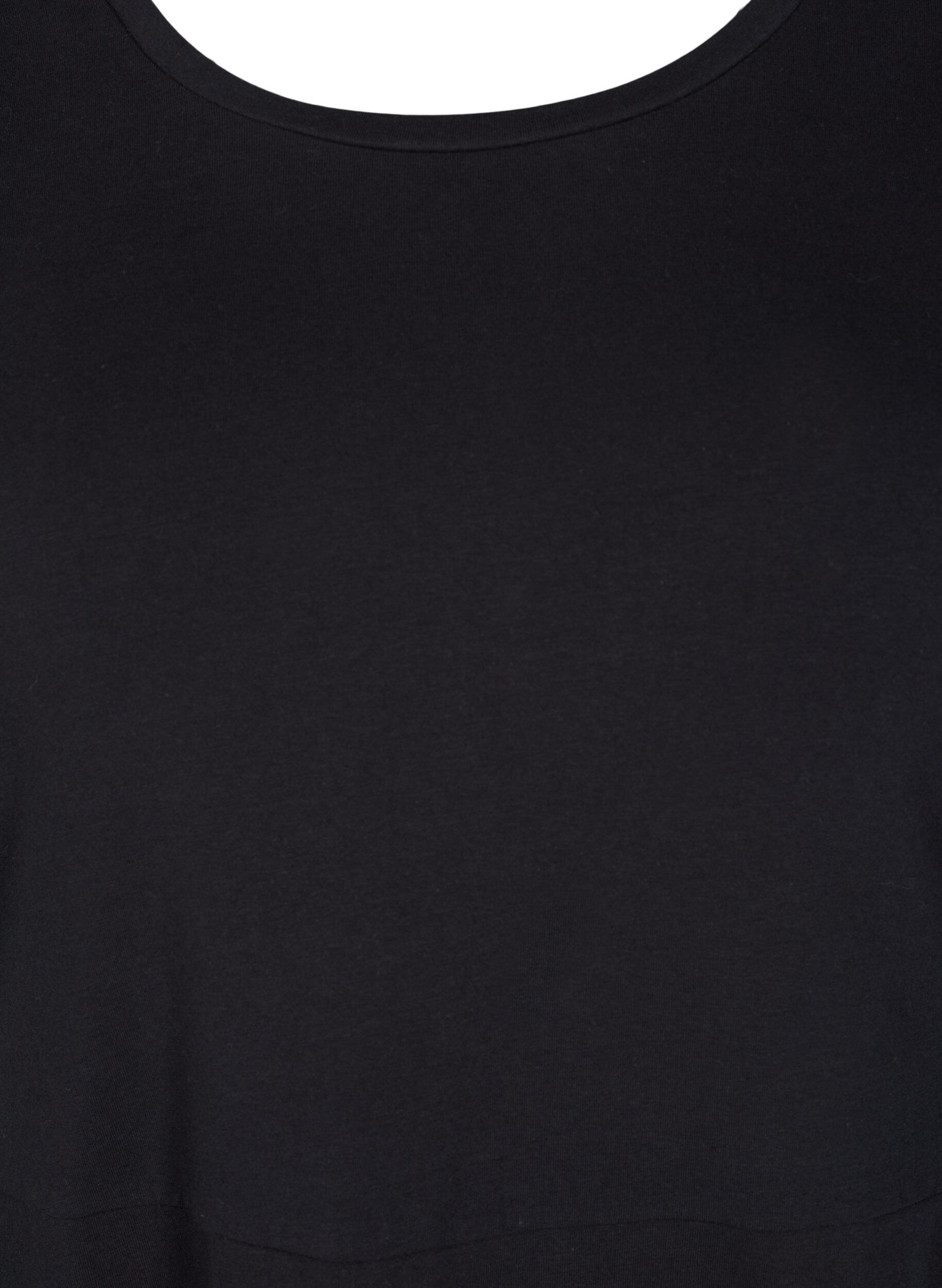 Zizzi Robe en coton solide &agrave; manches courtes, Black, Packshot image number 2