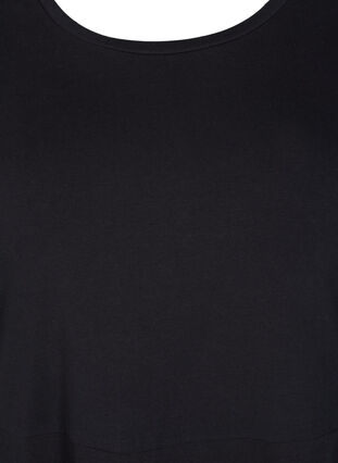 Robe en coton solide à manches courtes, Black, Packshot image number 2