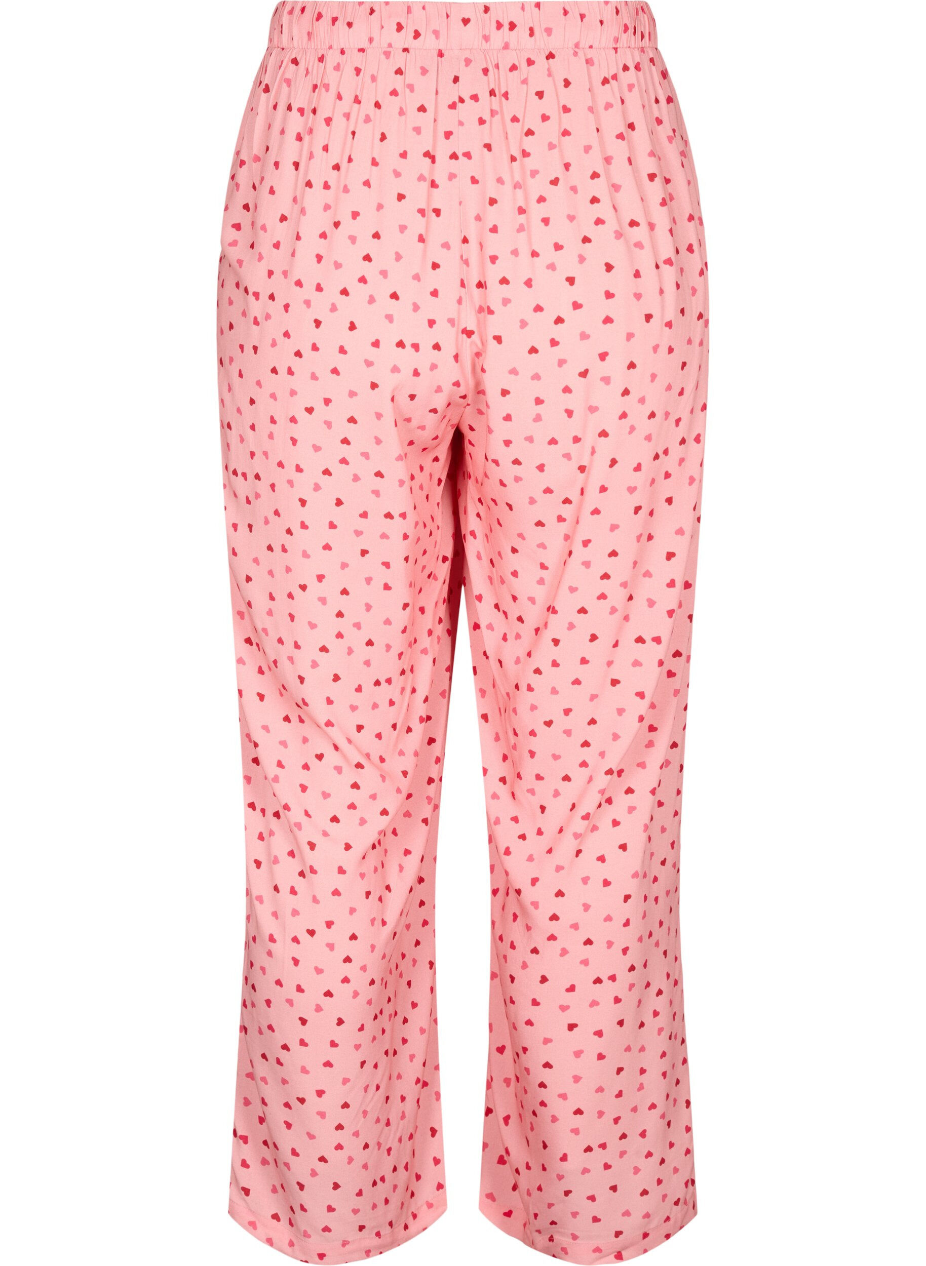 Zizzi Pantalon ample en viscose imprim&eacute; , Pink Icing W. hearts, Packshot image number 1