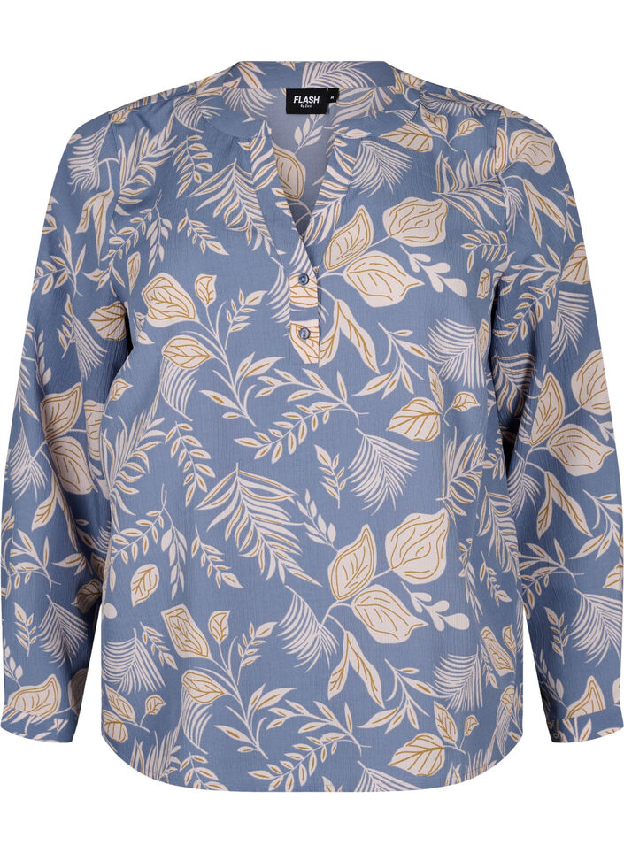 FLASH - Blouse met lange mouwen en print, Delft AOP, Packshot image number 0