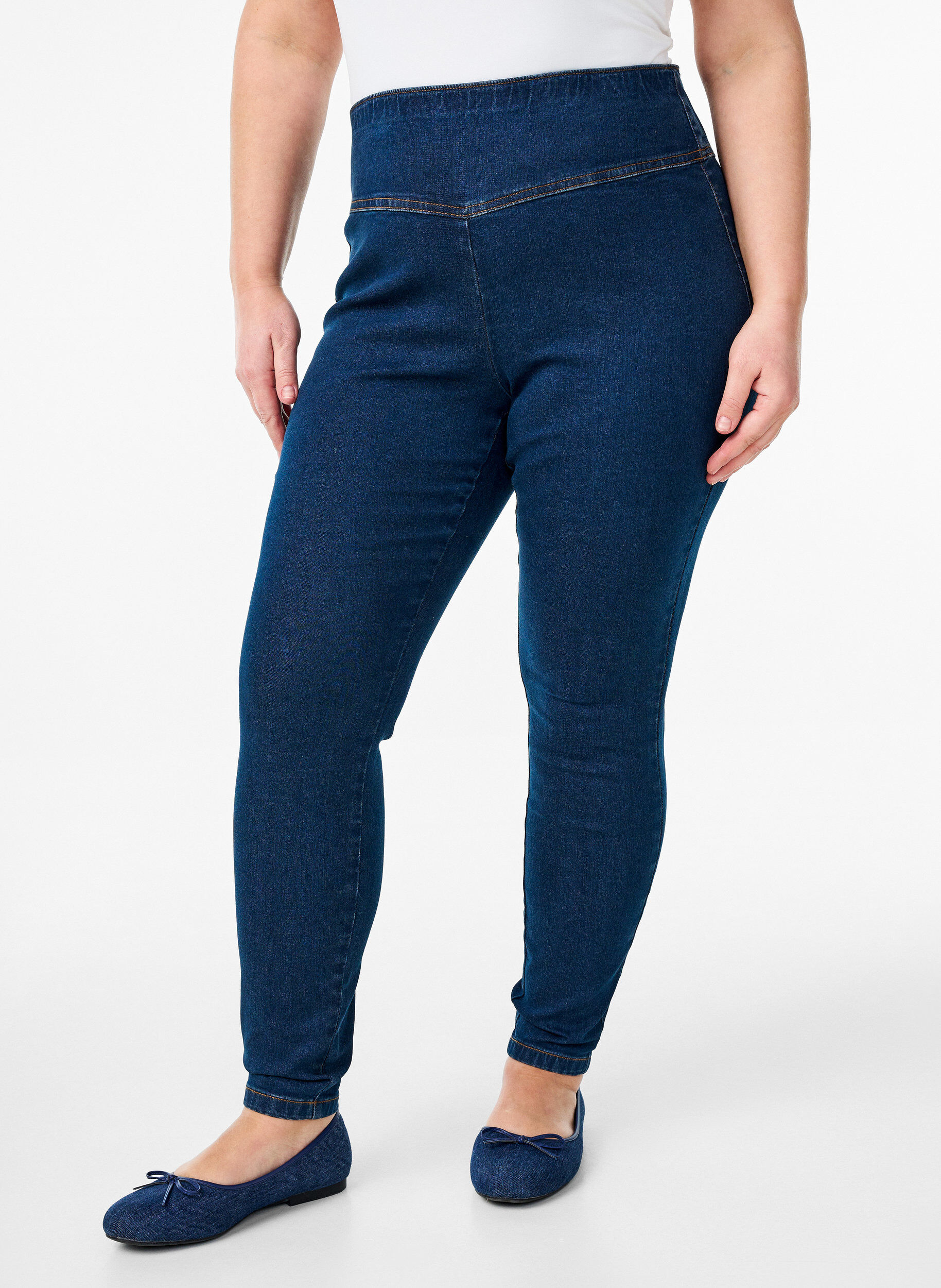 ZizziRekbare jeggings met een hoge taille, Blauw, Model image number 2