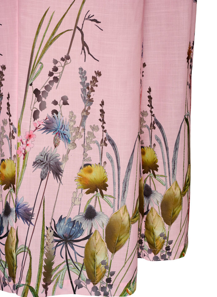 Broek met bloemenprint en wijde pijpen, Roze, Packshot image number 3