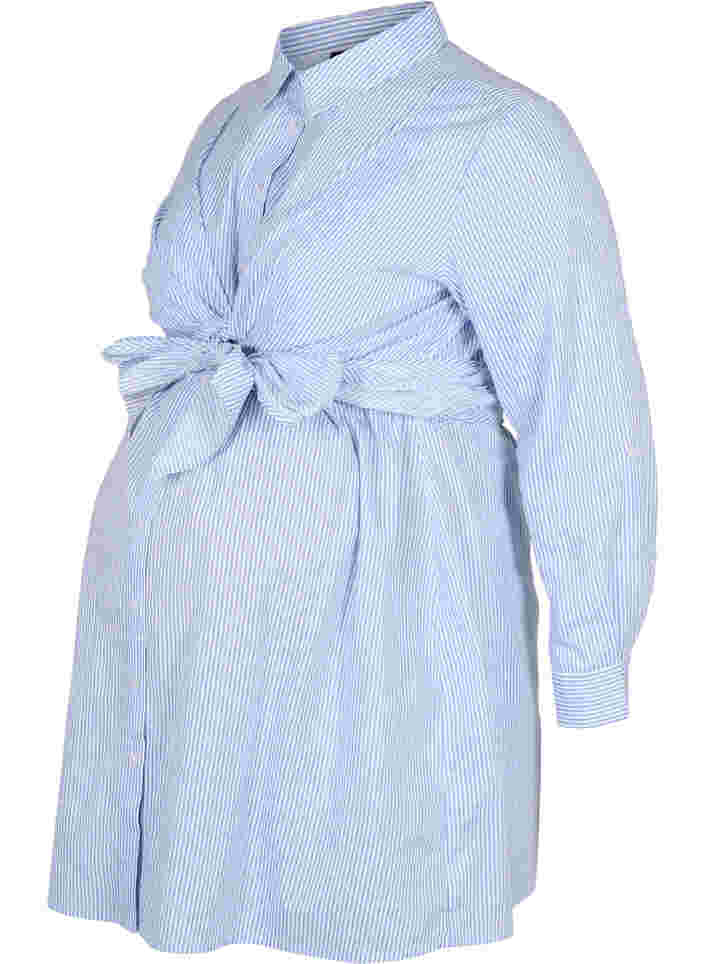 Robe chemise de grossesse en coton, Blue Stripe, Packshot image number 0