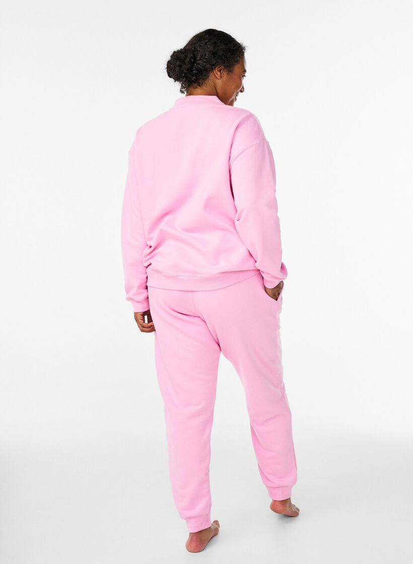 Sweatpants met hoge taille, Roze, Model image number 1